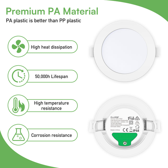 10W IP65 White LED Downlight Dimmable Tri-coulor, 70-80mm Cutout, 6 PACK