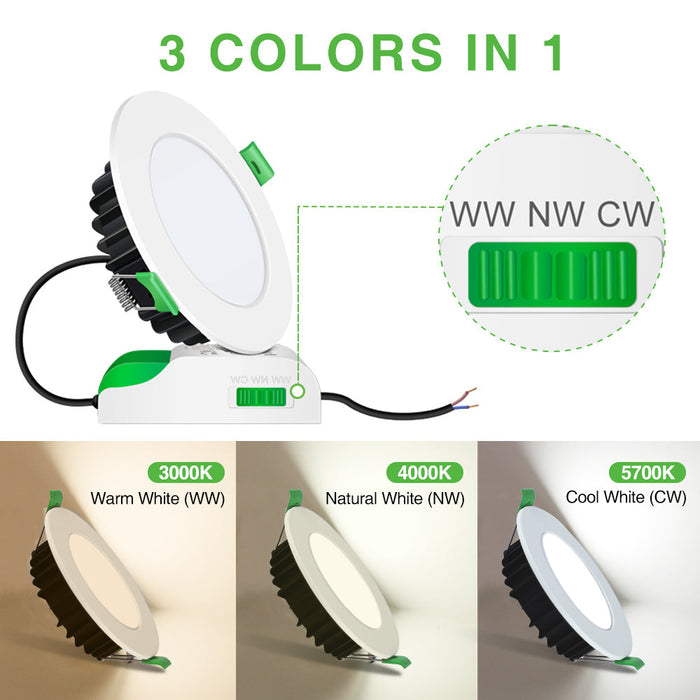 6 Pack 10W LED Downlight Cutout 90-105mmm White Concave External Driver