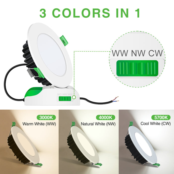 6 Pack 8W LED Downlight Cutout 70-88mmm White Concave External Driver