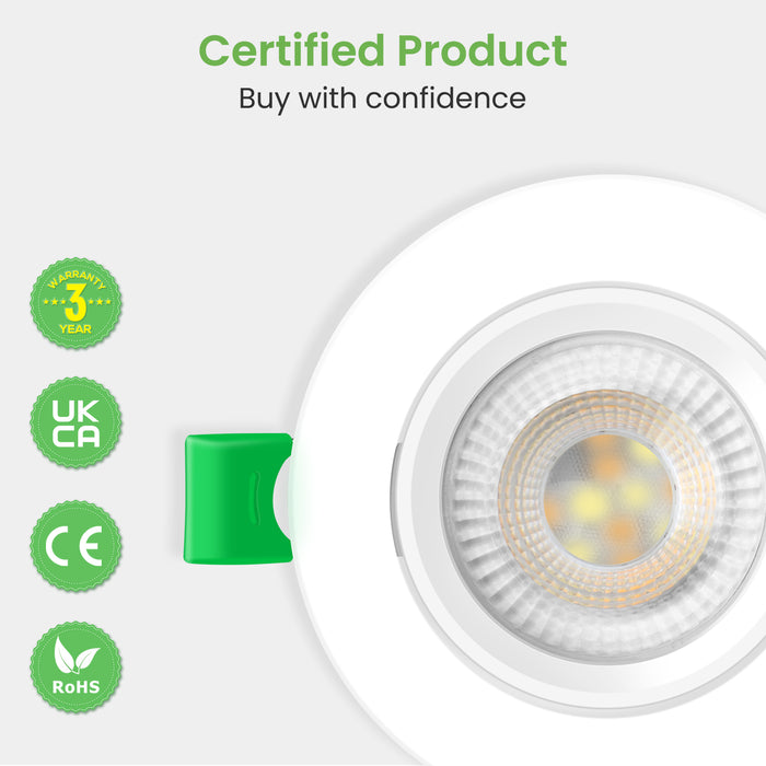 6W ∅75-78mm Swiveling Recessed Led Ceiling Lights Tilt Angle, Tri-Color, Dimmable, 60°/120° Variable Beam Angle, IP20, 6 PACK