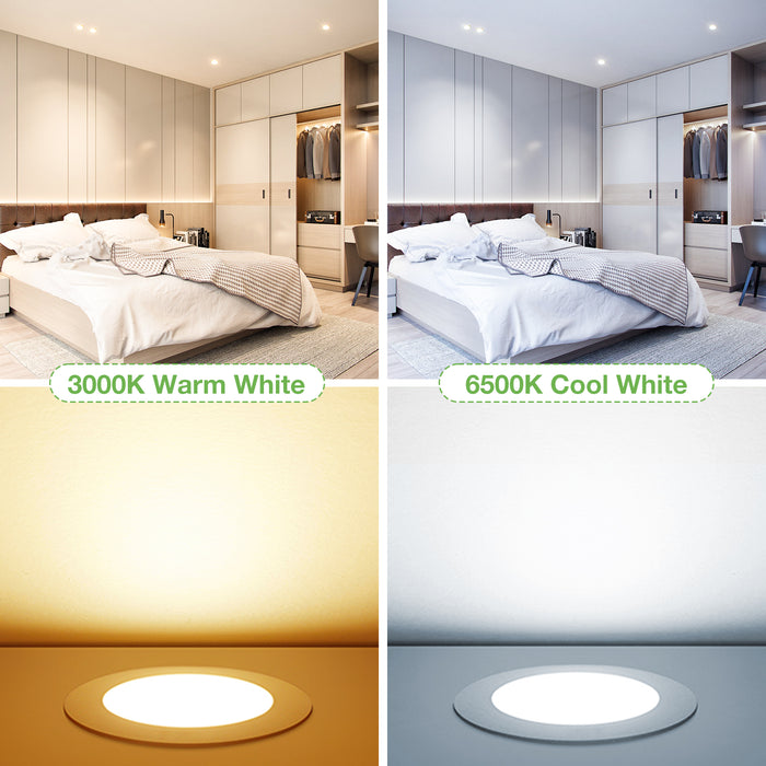 10W Recessed Led Ceiling Light Warm White 3000K Cutout Ø125-135mm, 6 Pack, IP44