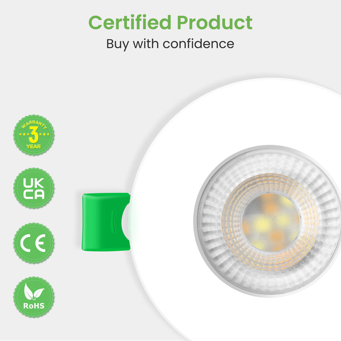 6W ∅68-75mm White Recessed Led Ceiling Lights Flach 60°/120° Variable Beam Angle, Tri-Color, Dimmable, IP44, 6 PACK