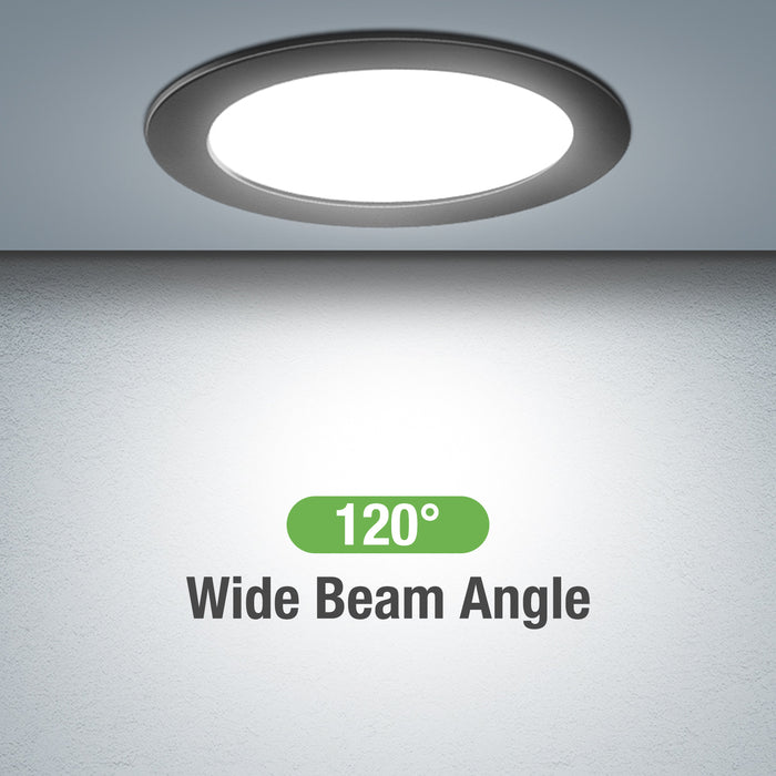 10W Recessed Spot Light Tri Color Dimmable IP44 Black,Cutout 120-135mm 6 Pack