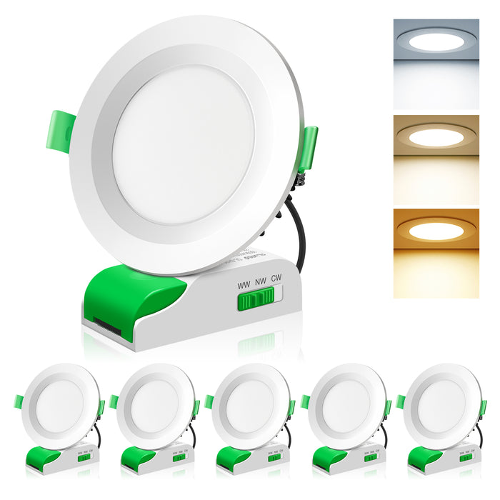 6 Pack 10W LED Downlight Cutout 90-105mmm White Concave External Driver