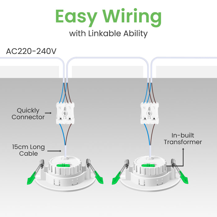 6W ∅75-78mm Swiveling Recessed Led Ceiling Lights Tilt Angle, Tri-Color, Dimmable, 60°/120° Variable Beam Angle, IP20, 6 PACK