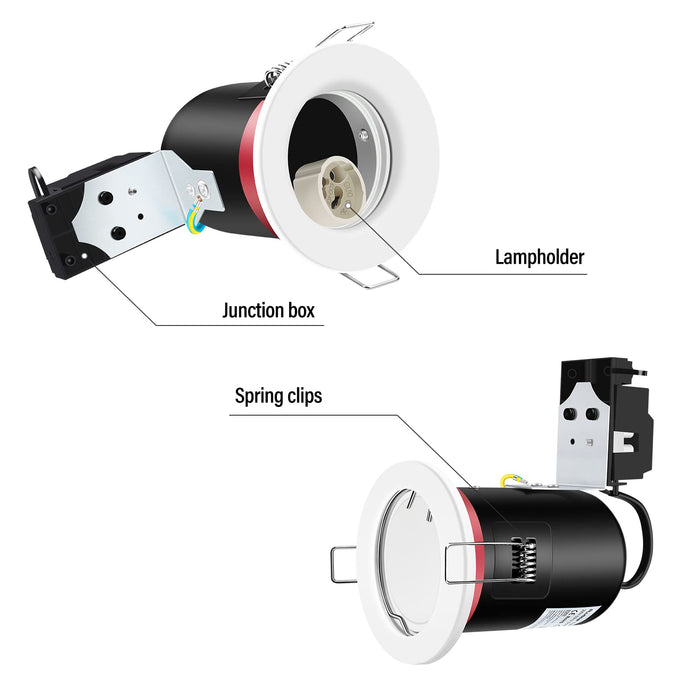 Fire Rated LED Downlight IP20 Tilt Nickel, with 5W Warm White GU10 Bulbs, Pack of 6