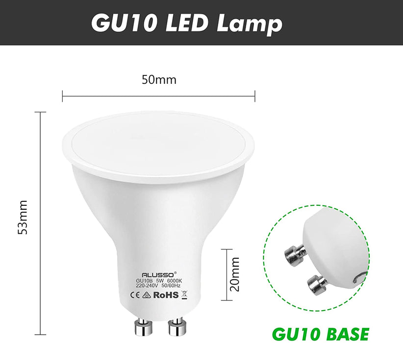 5W GU10 LED Bulbs 120° Beam Angle, Pack of 4