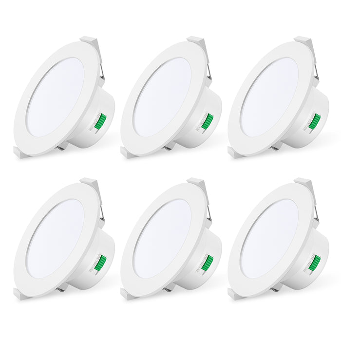 10W Led Downlight Dimmable Tri-coulor IP44 Recessed Ceiling Lights, 70-80mm Cutout, 6 pack